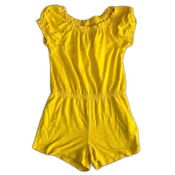 Old Navy Other - Old Navy Girls S 6-7 Yellow Jumper Romper Ruffle Sleeve Summer Play Outfit